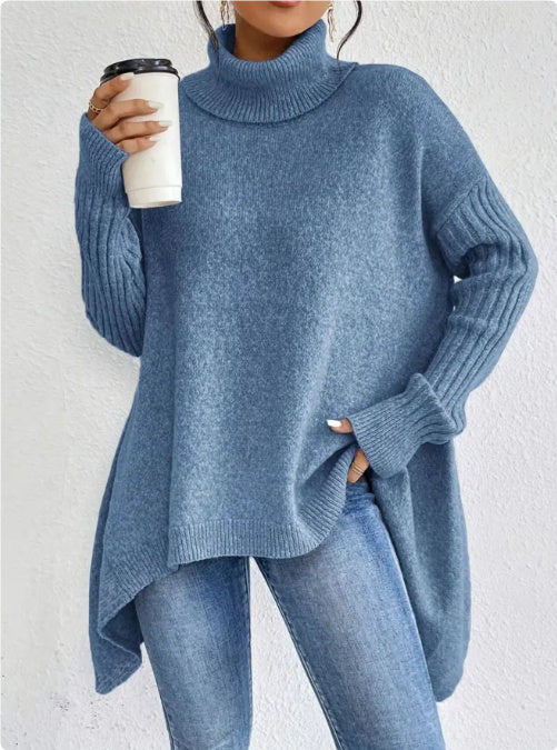 Francisca | Camisola de Gola Alta Irregular em Malha Grossa