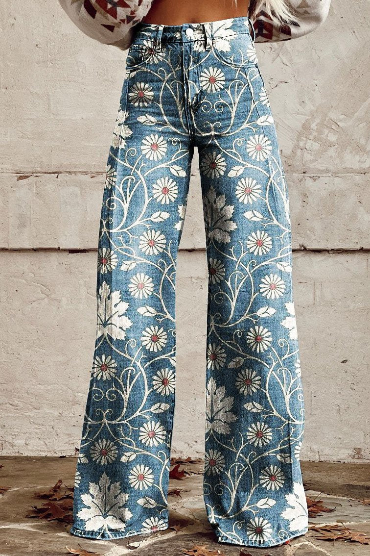 Van Elst Mode®| Elegante Boho Broek met Bloemenpatroon