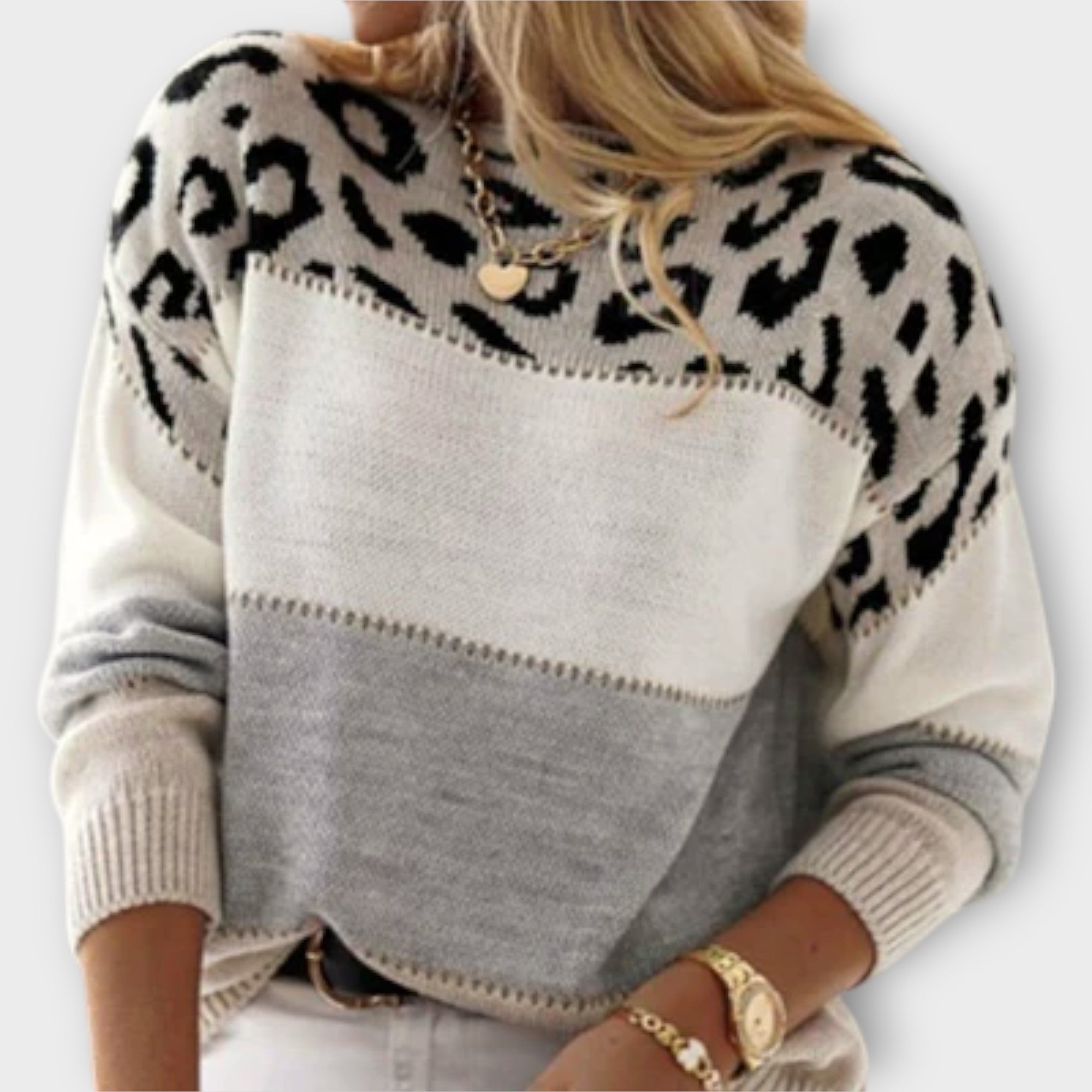 Andreia - Camisola descontraída com padrão leopardo