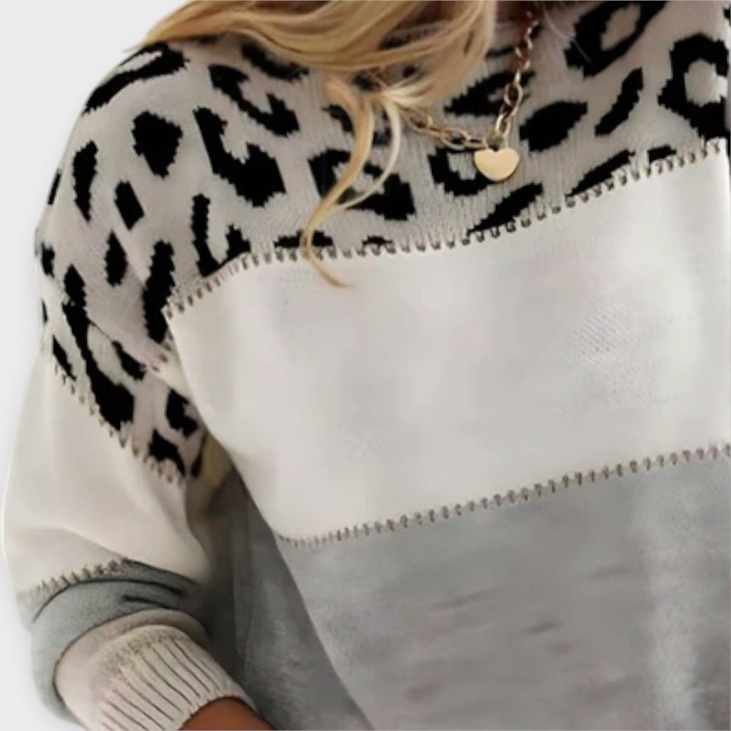 Andreia - Camisola descontraída com padrão leopardo
