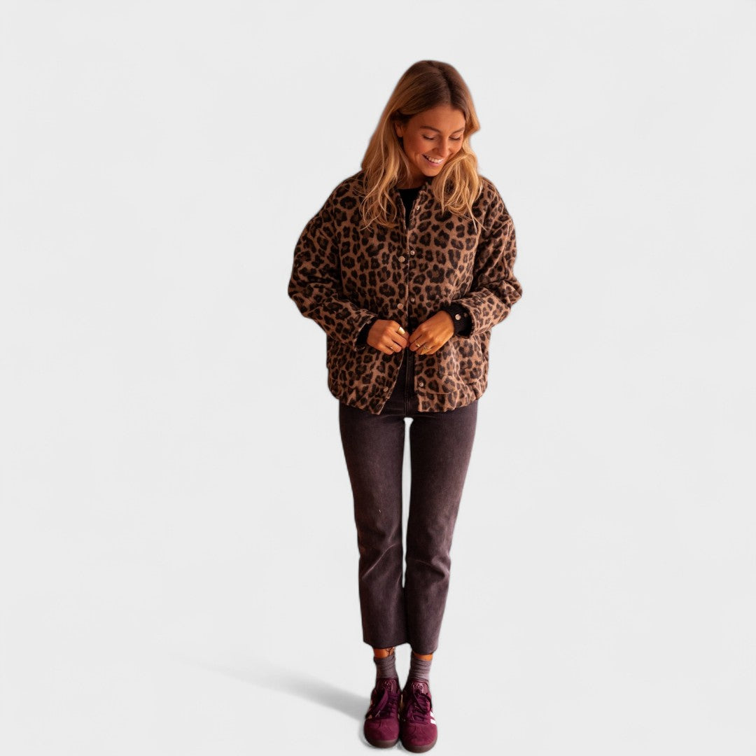 Rosa - Casaco moderno com padrão leopardo