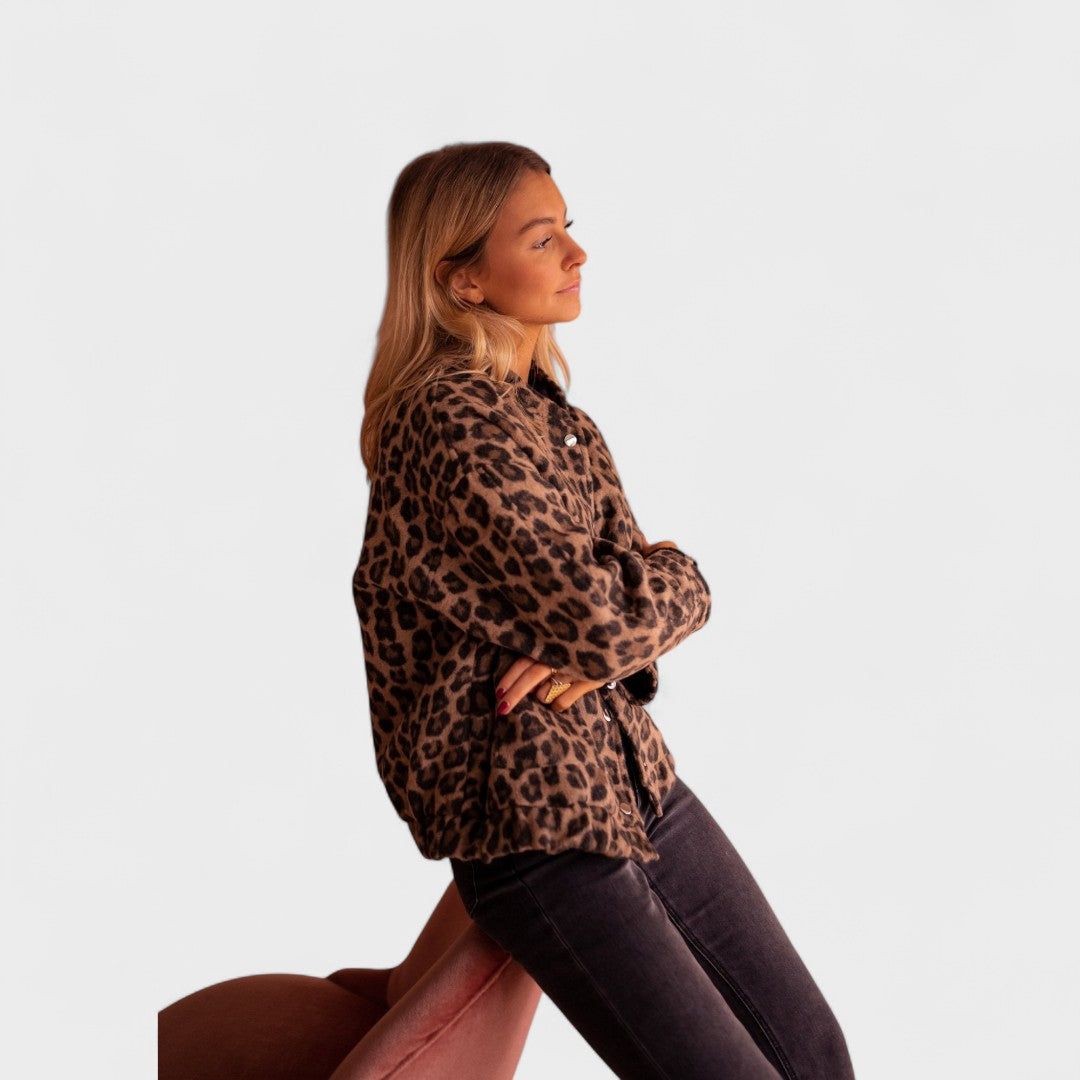 Rosa - Casaco moderno com padrão leopardo