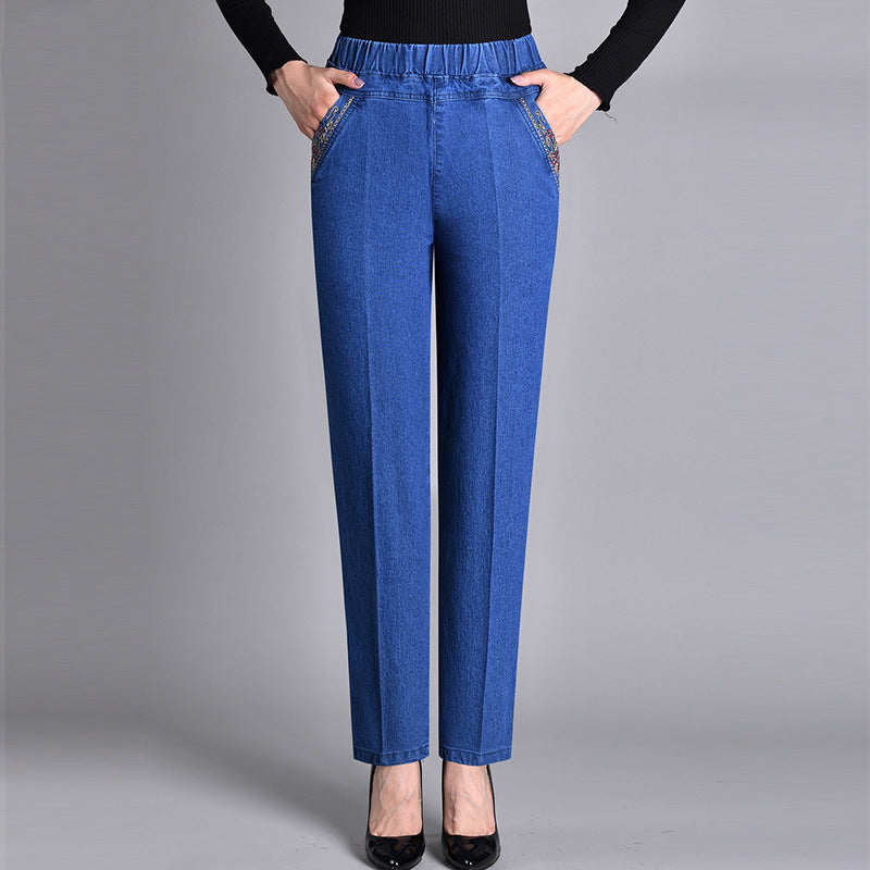 Van Elst Mode® | Damesjeans met Zijzakken en Elastische Taille