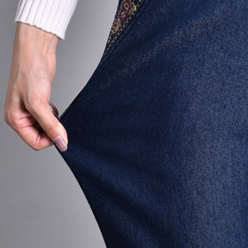 Van Elst Mode® | Damesjeans met zijzakken en elastische taille